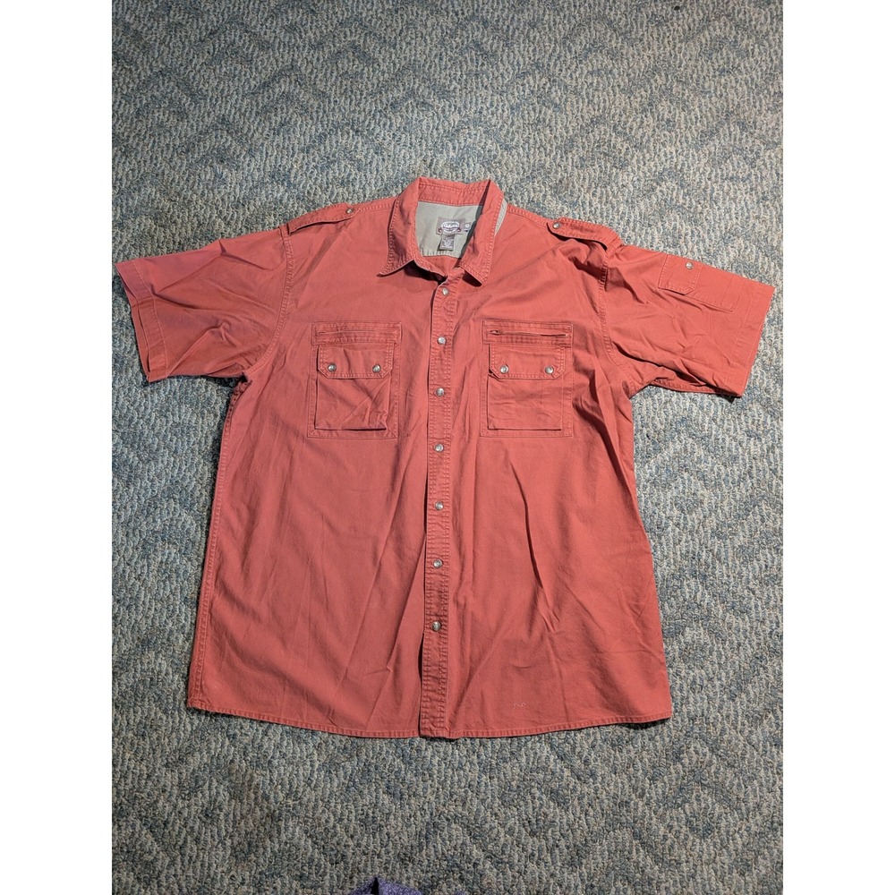 Cabelas Safari Series Shirt Mens 2XL Tall Burnt Orange Cotton Short Sleeve Cargo